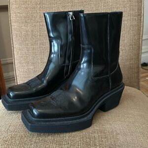 VTMNTS Black Leather Western Boots NWOT